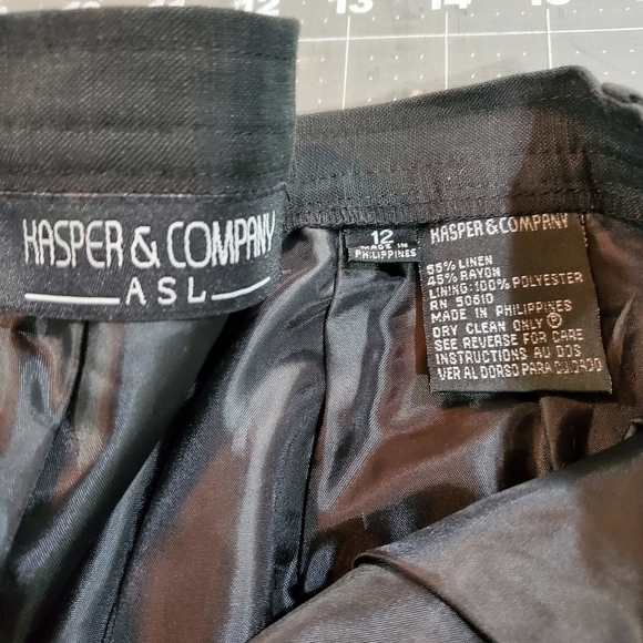 Kasper & Company Black Fully Lined Linen Blend High Rise Dress Pants Size 12 - Picture 9 of 11